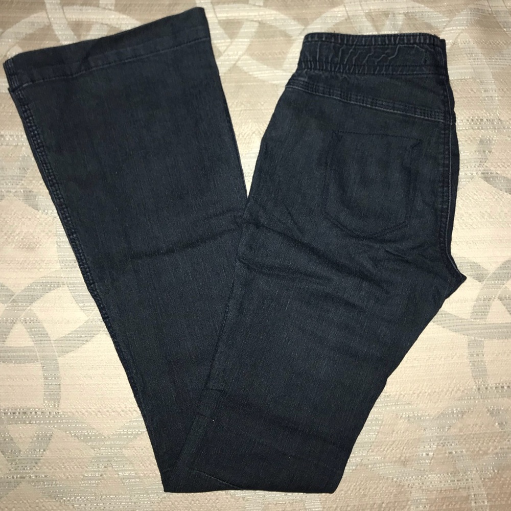 Express flared elastic waist jeans